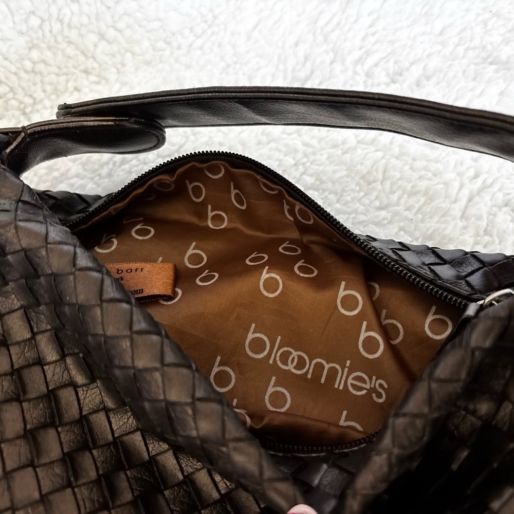Woven Leather Bag with Bloomie's Lining - Picture 4 of 5